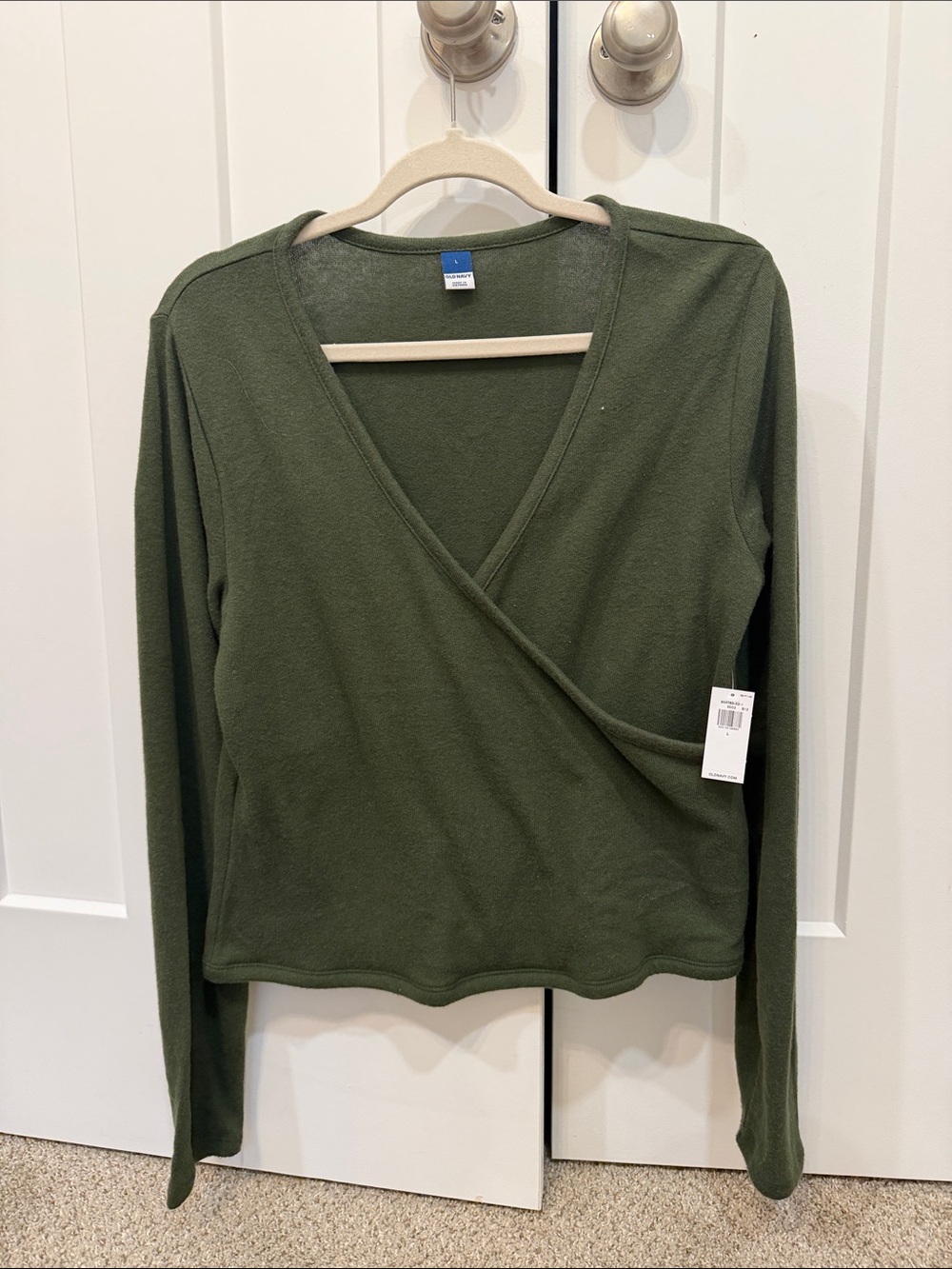 Old Navy Olive Wrap-Style Long Sleeve Top